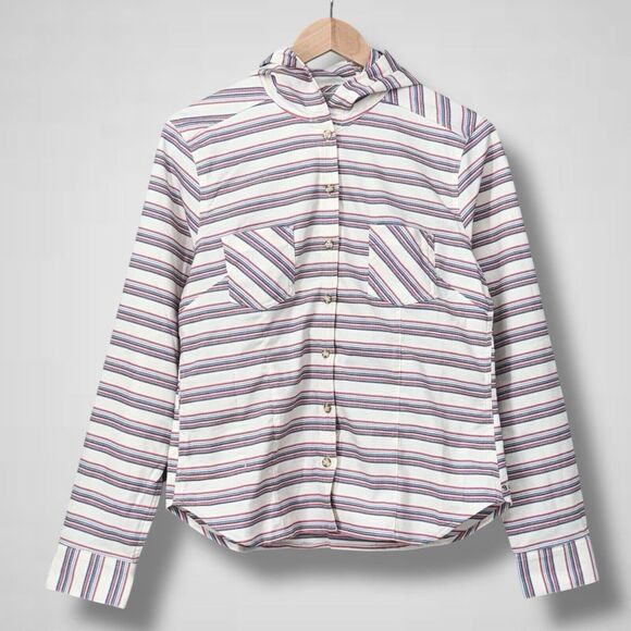 Mountain Hardwear Tops - Mountain‎ Hardwear Acadia Stretch Striped Hooded Shirt Womens Small Twill Aztec